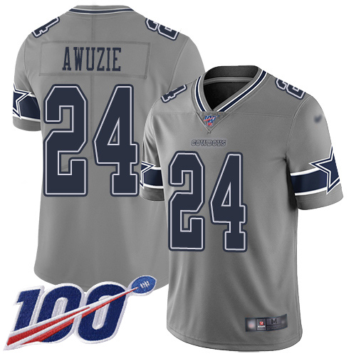Men Dallas Cowboys Limited Gray Chidobe Awuzie #24 100th Season Inverted Legend NFL Jersey